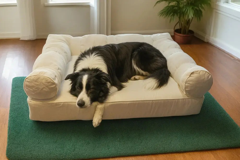 Large Orthopedic Dog Bed with Three Bolster Cushions Vanilla White