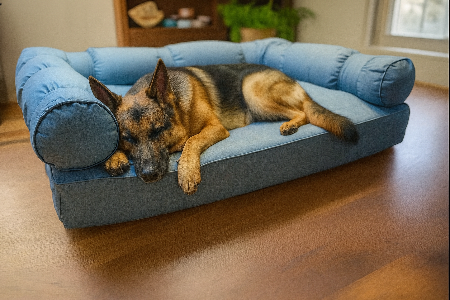 XLarge Eco Orthopedic Dog Couch Bed with Three Bolster Cushions