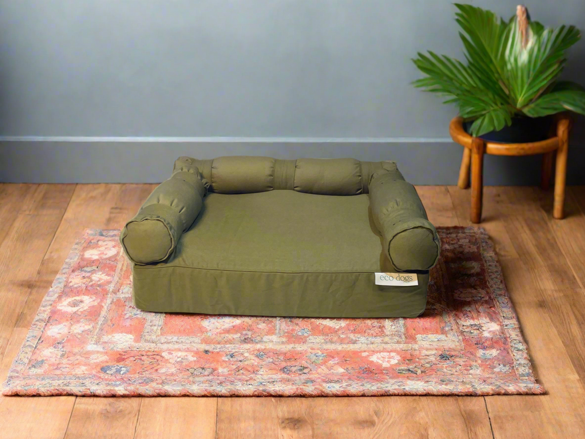 Small Orthopedic Dog Bed with Three Bolster Cushions - Eco Friendly & Non-Toxic