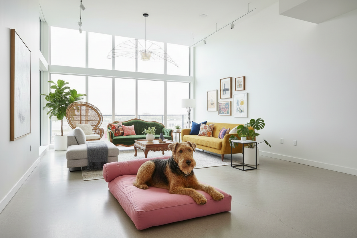 Medium Orthopedic Dog Bed with One Bolster - Eco Friendly & Non-Toxic