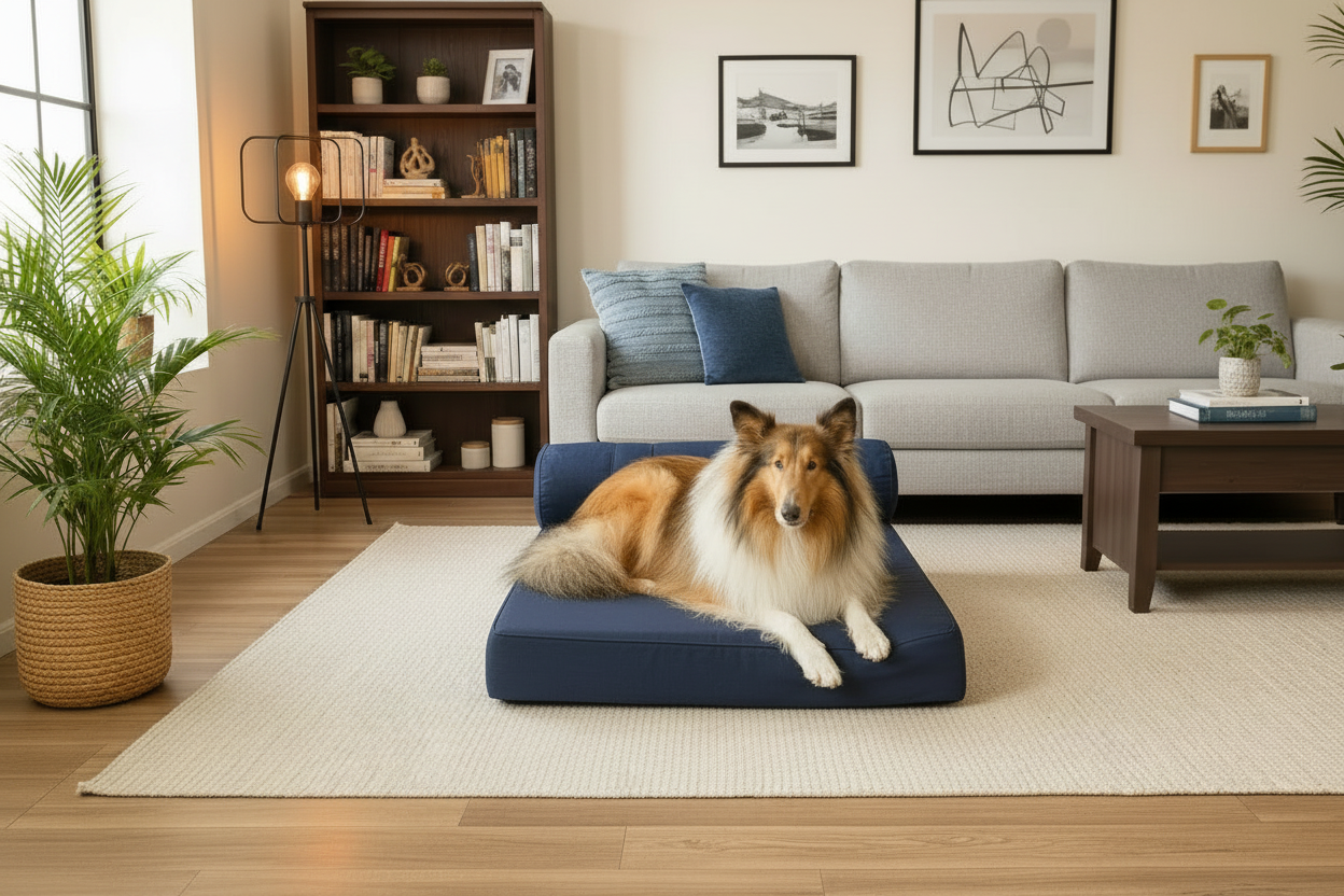 Large Orthopedic Dog Bed with One Bolster Cushion - Eco Friendly & Non-Toxic