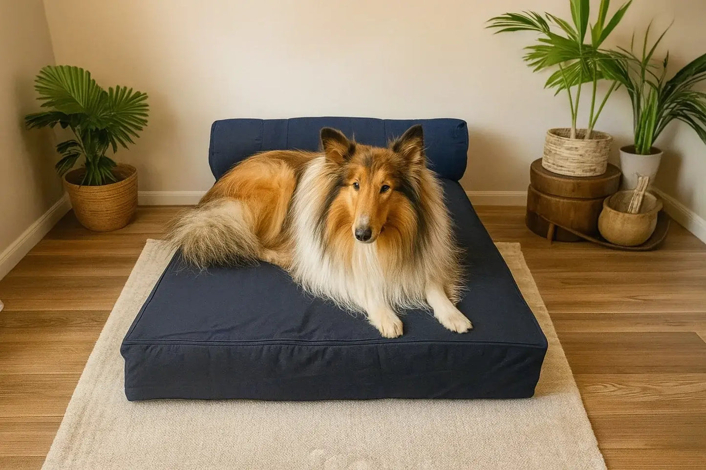 Large Orthopedic Dog Bed with One Bolster Cushion - Eco Friendly & Non-Toxic
