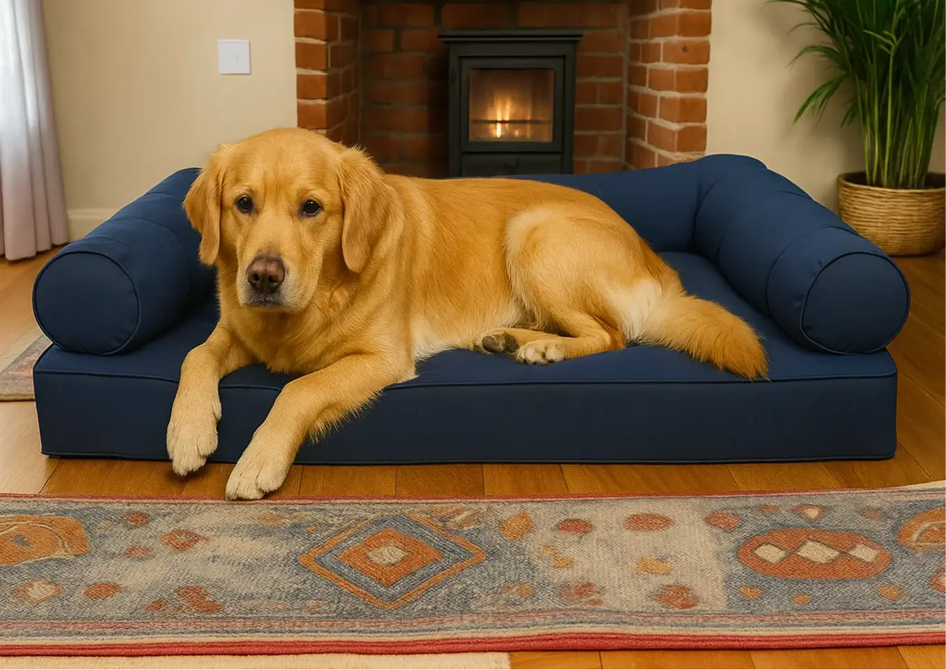 XLarge Orthopedic Dog  Bed with Three Bolster Cushions - Eco Friendly & Non-Toxic