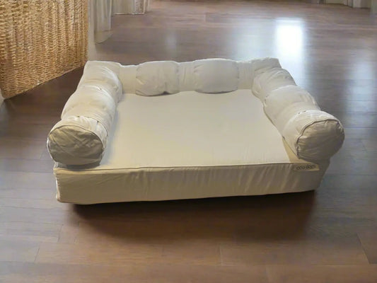 Large eco couch with three bolster cushions