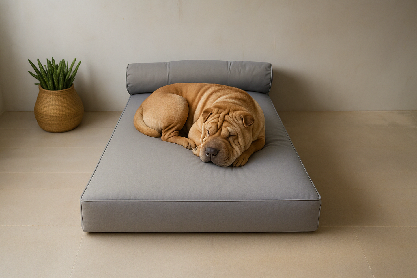 Medium Orthopedic Dog Bed with One Bolster - Eco Friendly & Non-Toxic