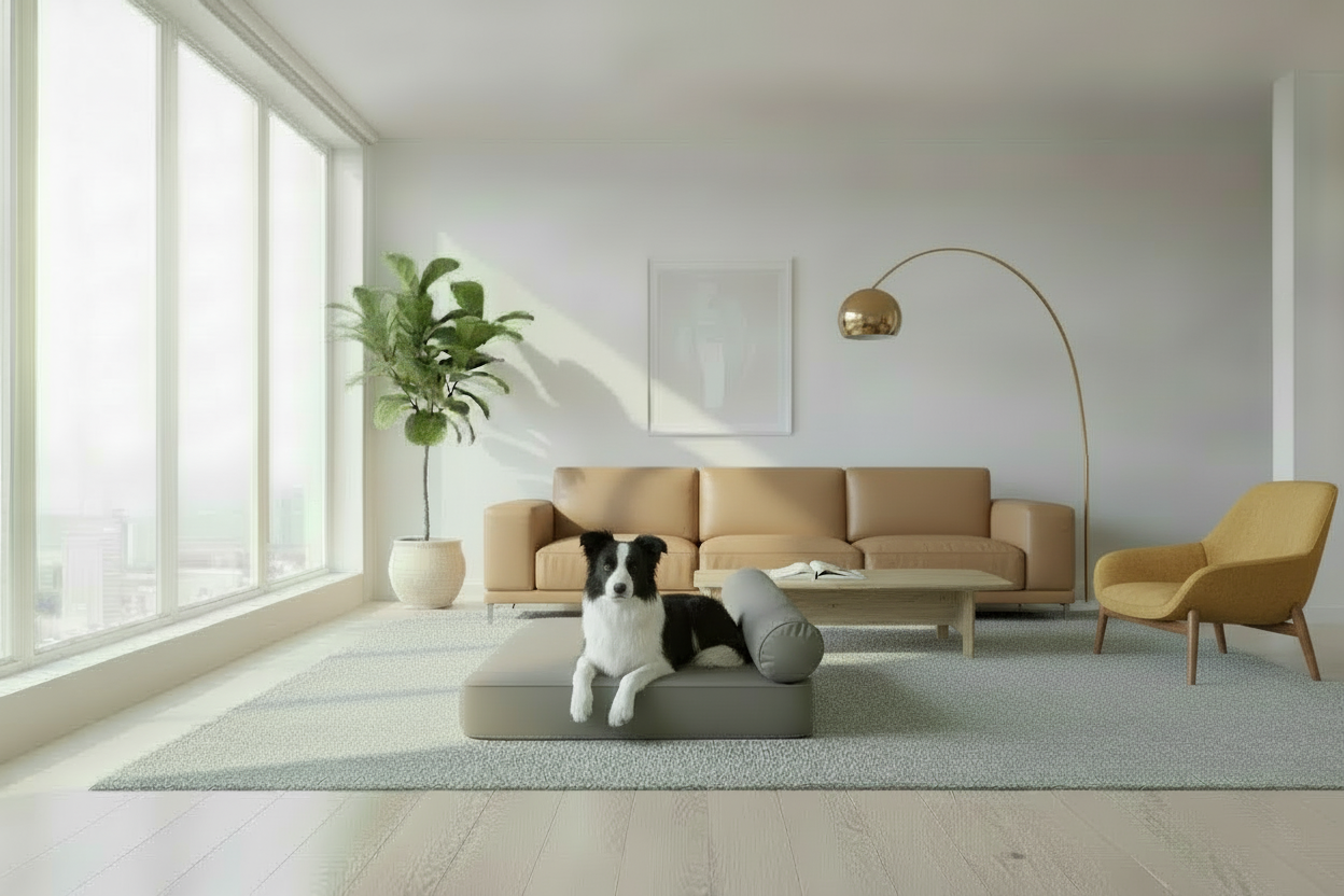 Medium Orthopedic Dog Bed with One Bolster - Eco Friendly & Non-Toxic