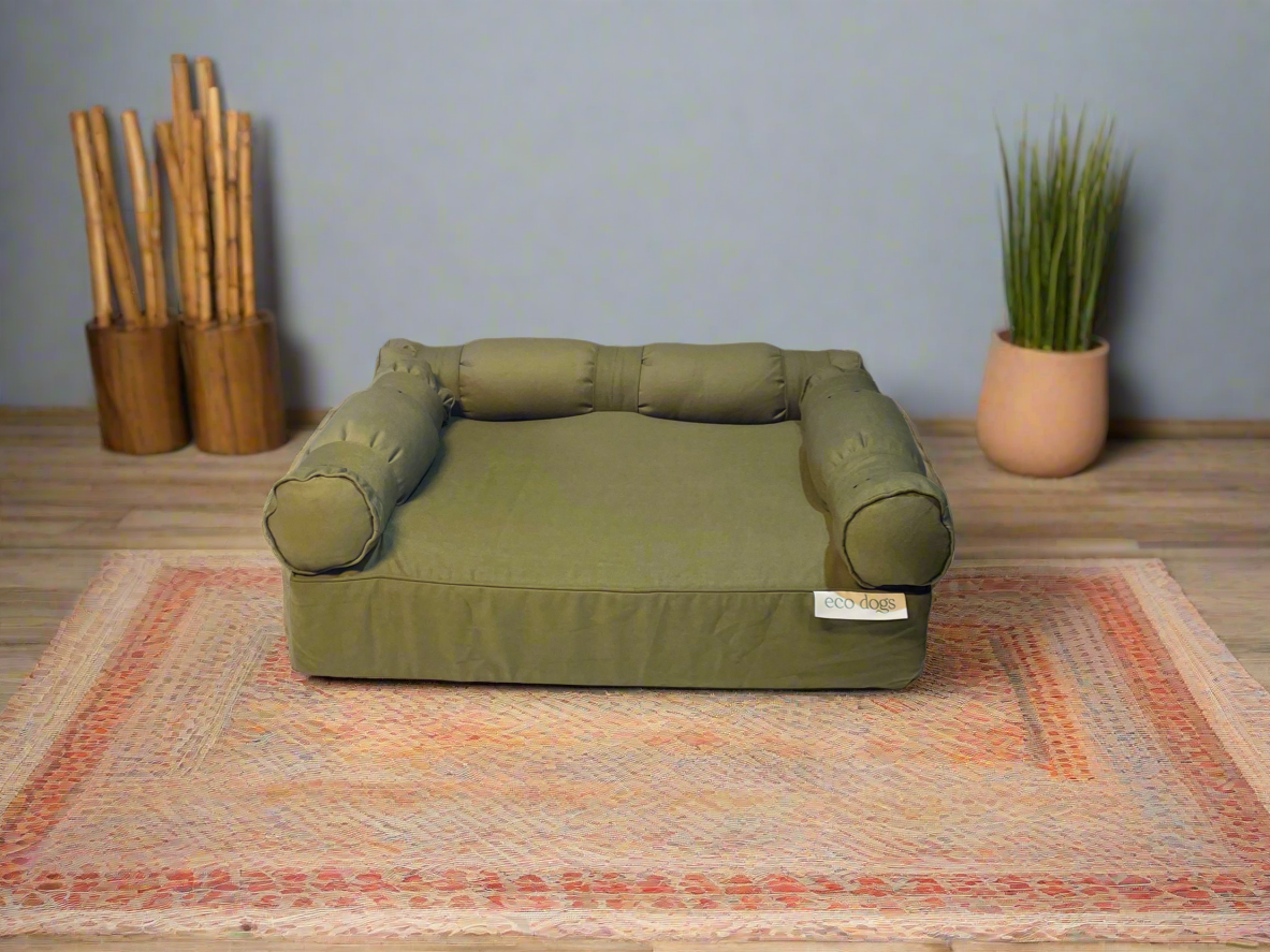 Small Orthopedic Dog Bed with Three Bolster Cushions - Eco Friendly & Non-Toxic