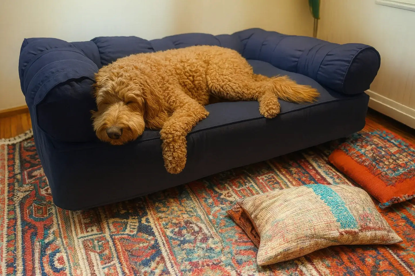 Large Orthopedic Dog Bed with Three Bolster Cushions - Eco Friendly & Non-Toxic