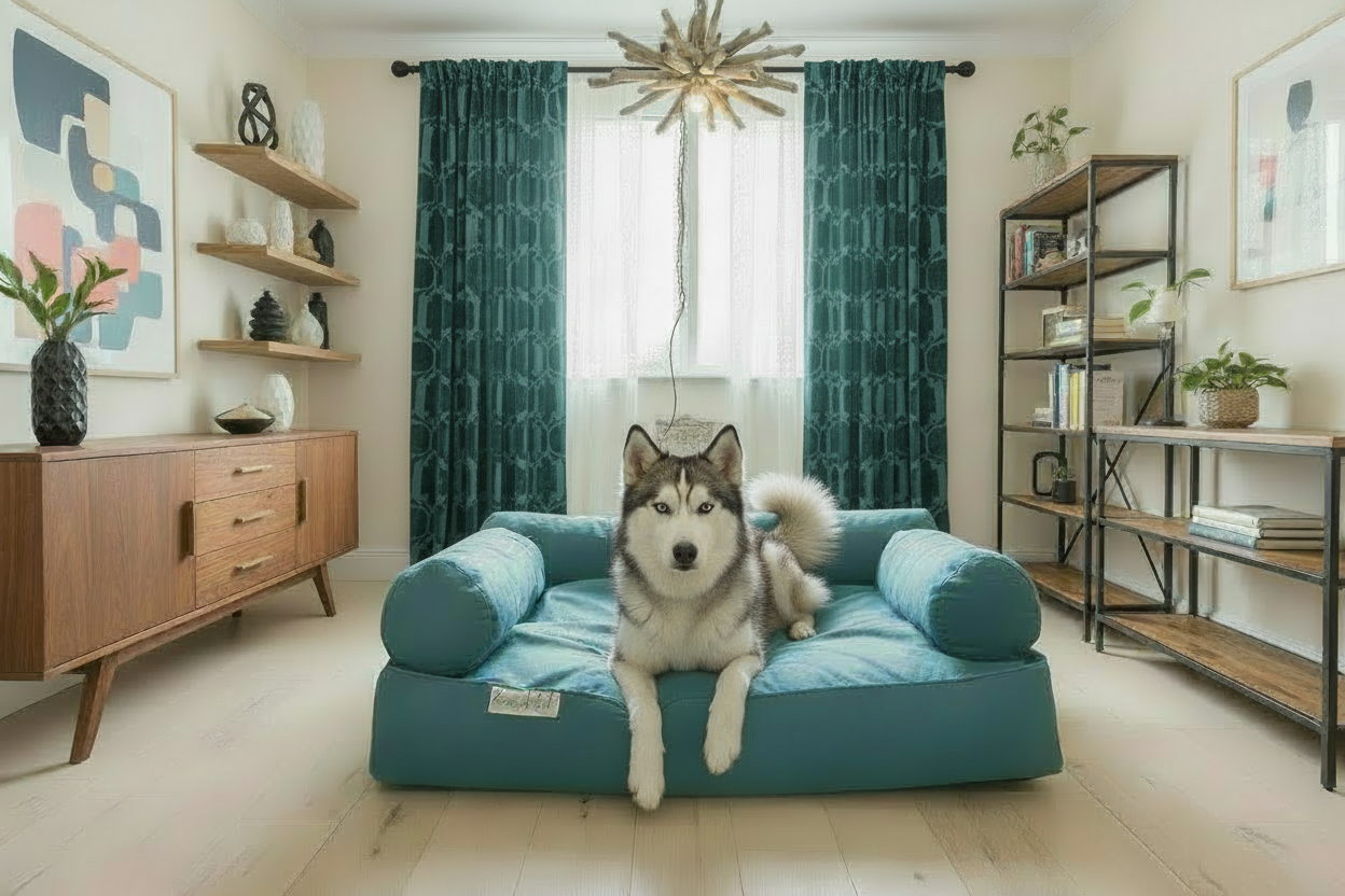 Large Orthopedic Dog Bed with Three Bolster Cushions - Eco Friendly & Non-Toxic