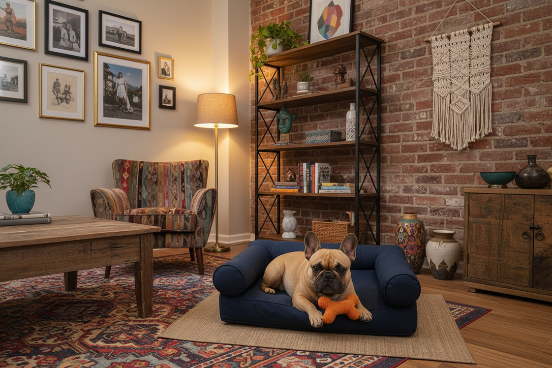 Medium Orthopedic Dog Bed with Three Bolster Cushions - Eco Friendly & Non-Toxic