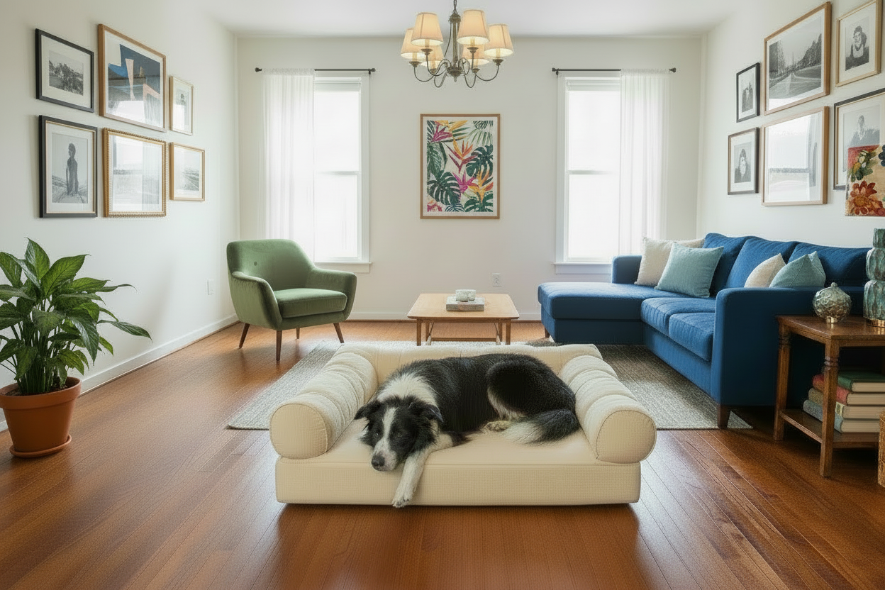 Large Orthopedic Dog Bed with Three Bolster Cushions - Eco Friendly & Non-Toxic