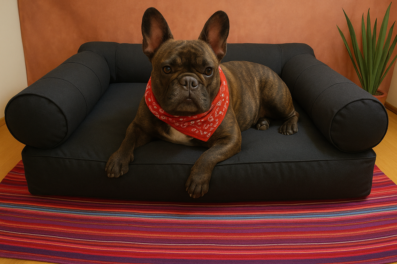 Medium Eco Orthopedic Dog Couch Bed with Three Bolster Cushions