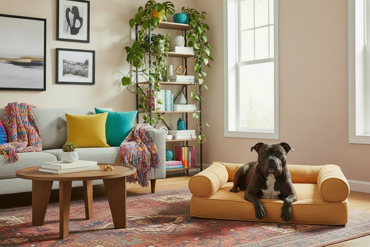 Medium Orthopedic Dog Bed with Three Bolster Cushions - Eco Friendly & Non-Toxic