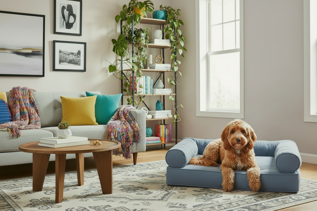 Medium Orthopedic Dog Bed with Three Bolster Cushions - Eco Friendly & Non-Toxic