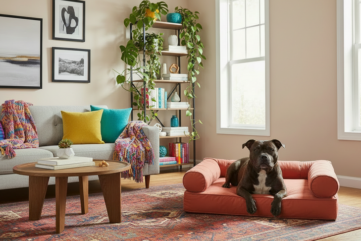 Medium Orthopedic Dog Bed with Three Bolster Cushions - Eco Friendly & Non-Toxic