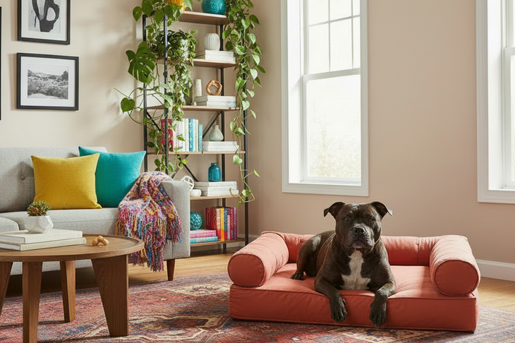 Medium Orthopedic Dog Bed with Three Bolster Cushions - Eco Friendly & Non-Toxic