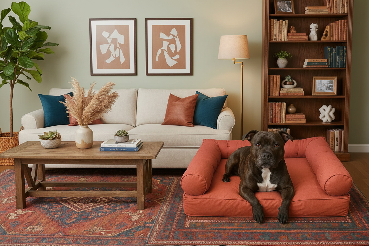 Medium Orthopedic Dog Bed with Three Bolster Cushions - Eco Friendly & Non-Toxic