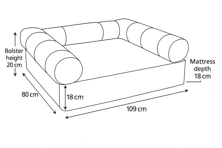 Large Orthopedic Dog Bed with One Bolster Cushion - Eco Friendly & Non-Toxic
