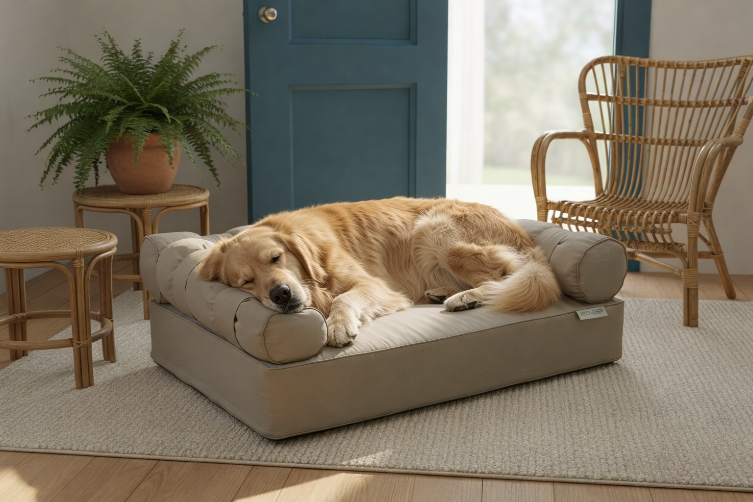 Large Orthopedic Dog Bed with Three Bolster Cushions - Eco Friendly & Non-Toxic