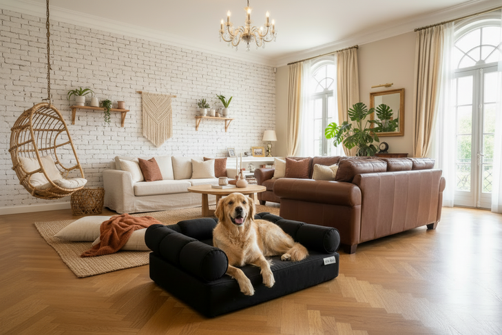 Large Orthopedic Dog Bed with Three Bolster Cushions - Eco Friendly & Non-Toxic