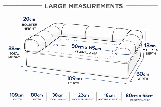 Large Orthopedic Dog Bed with One Bolster Cushion - Eco Friendly & Non-Toxic