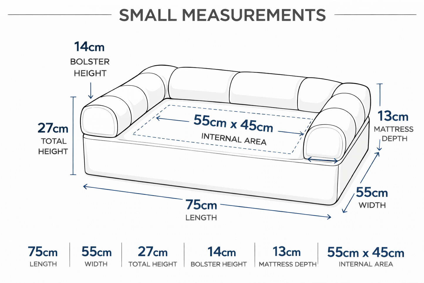 Small Orthopedic Dog Bed with Three Bolster Cushions - Eco Friendly & Non-Toxic